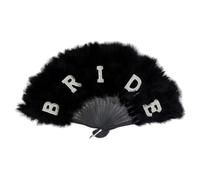 HOOLRZI Abanico De Mano con Plumas Portátil para Retratos De Novia Doble Función Adorno Y Dispositivo De Refrigeración Accesorios Nupciales Elegante Abanico De Plumas