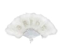 HOOLRZI Abanico De Mano con Plumas Portátil para Retratos De Novia Doble Función Adorno Y Dispositivo De Refrigeración Accesorios Nupciales Elegante Abanico De Plumas