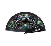 HOOLRZI Abanico Plegable Vintage español para Mujer, Pintura de Flores de Doble Cara, Abanico de Mano de Madera Gitano para decoración de Festivales de Baile