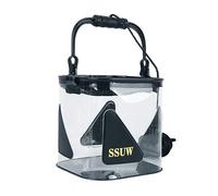 HOOLRZI Bolsa de almacenamiento para pesca, contenedor de agua, portátil, plegable, para viajes, camping, senderismo, pesca, jardinería, Black, 20 cm