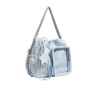 HOOLRZI Bolsa de hombro unisex de moda con correa ajustable, mochila de almacenamiento grande para libros, artículos de escritura, perfecta para mujeres, mochila de moda, Blue