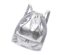 HOOLRZI Bolsa deportiva de gimnasio con cordón de separación en seco y húmedo, resistente al agua, para mujeres y hombres, mochilas con cordón, Silver, Mass Beauty