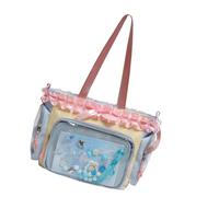 HOOLRZI Bolso cruzado de poliuretano transparente con dibujos animados para prácticas, escuela, viajes, permanente, impermeable, bolsa cruzada de poliuretano, Blue