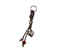 HOOLRZI Bonito llavero con colgante de cuerda trenzada con cuentas de corazón, para mochila, bolso, bolso, decoración, accesorios, Deducción redonda