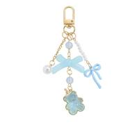 HOOLRZI Bonito llavero con inicial para mujeres y niñas, lazos de oso, corazón, anillos de coche, bolso, abalorios, accesorios, llavero de moda, accesorios para el día de San Valentín, anillos de