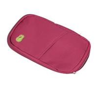 HOOLRZI Cartera multifuncional para documentos de viaje con bolsillo de malla y compartimentos organizativos, tarjetero para viajes de negocios, viajes de negocios, documentos organizados, rojo vino