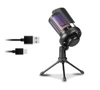 HOOLRZI Condensador de micrófono USB con iluminación y silencio táctil de 30 Hz a 18 KHz para PC, portátil, micrófono de juego para transmisión y podcasting