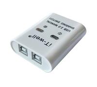 HOOLRZI Conmutador manual USB, dispositivo de intercambio de impresora, 2 en 1, convertidor de concentrador de transferencia de datos, interruptor KVM, 2 puertos, USB 2.0, color negro y blanco