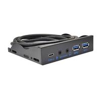 HOOLRZI Divisor de concentrador USB 3.0 de 2 puertos de 3.5 mm, interfaz de micrófono, adaptador de soporte de panel frontal para PC de 19 pines de 3.5 pulgadas, divisor de concentrador USB