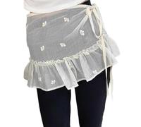 HOOLRZI Elegante cintura con encaje bordado de flores y volantes extensor de falda para fiestas de viaje, accesorio de estilo para mujeres y niñas, cinturón bordado