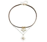 HOOLRZI Elegante collar de sol y luna, cadena de clavícula, gargantilla, joyería, collares de fiesta, collares de moda para mujer