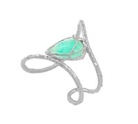 HOOLRZI Estilo retro elegante brazalete de lágrima con patrón de vid dorada, cómoda y resistente, aleación acrílica para oficina y fiesta, talla única, como se describe