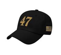 HOOLRZI Gorra de béisbol unisex transpirable y ajustable, costuras bordadas, patrón 47, para hombres y mujeres, cómodo sombrero transpirable, Negro, Talla única