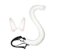 HOOLRZI Juego de accesorios de disfraz de cola y orejas de gato de felpa para cosplay, uso diario, seguro, cómodo, anime, tocado, orejas de gato, clip para el pelo