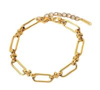 HOOLRZI Juego de cadenas de acero inoxidable en forma de U, accesorio portátil para mujer, chapado en oro de 18 quilates, cadena de eslabones