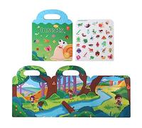 HOOLRZI Juego de pegatinas portátiles para preescolar Aprendizaje Temprano Dibujos Animados Jalea Pegatinas Escena de Desarrollo para Niños Jalea Pegatinas Portátil Historia