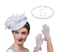 HOOLRZI Juego de tocado victoriano con aro y collar, accesorio para el cabello para eventos de carreras de caballos, cócteles, suministros para fiestas, eventos de carreras de caballos, accesorios