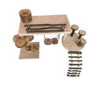 HOOLRZI Juguete de escalera para hámster para mascotas pequeñas, plataforma de madera, ardillas, columpio, accesorios de juguete para escalada de animales pequeños