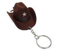 HOOLRZI Llavero con Sombrero de Vaquero, Elegante Sombrero de Vaquero Occidental, Llavero Colgante de Cuero Duradero, Bolso portátil, llaveros, decoración para Hombres y Mujeres