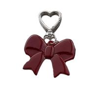 HOOLRZI Llavero creativo con forma de corazón, cadena de coche, mochila, adorno para colgar con lazos, llavero con colgante de lazo, llavero de corazón para coche, granate