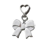 HOOLRZI Llavero creativo con forma de corazón, cadena de coche, mochila, adorno para colgar con lazos, llavero con colgante de lazo, llavero de corazón para coche, Silver
