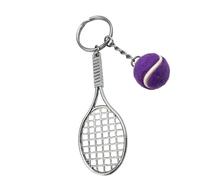 HOOLRZI Llavero de bolsa de tenis de moda, soporte metálico compacto para mujer, diseño decorativo y fácil de viajar, llavero con dije para bolsa de tenis, Purple