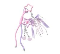 HOOLRZI Llavero de cuerda trenzada, perlas, corazón, bolso, colgante, accesorios de mochila de moda, accesorios para bolso, decoración de bolsos, regalos, llavero de cuerda trenzada, c