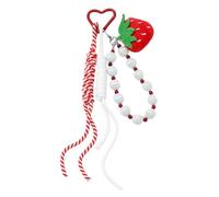 HOOLRZI Llavero de metal ligero decorativo para teléfono, bonito accesorio de moda esencial para el día a día, llavero de piel sintética para mujer, Red