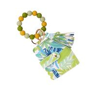 HOOLRZI Llavero moderno de poliuretano con detalles de cuentas para mujer, regalo o uso diario, accesorio hecho a mano con cuentas, verde amarillo