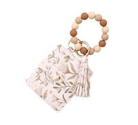 HOOLRZI Llavero moderno de poliuretano con detalles de cuentas para mujer, regalo o uso diario, accesorio hecho a mano con cuentas, Khaki