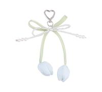 HOOLRZI Llaveros estéticos con colgante de encaje, perlas, lazos, llaveros para mujer, bolso, mochila, decoración, perlas, lazos, llavero, abalorios, llavero estético, Q1857 3