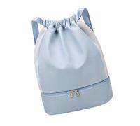 HOOLRZI Mochila de gimnasio resistente al agua, diseño de compartimento con cordón para ropa húmeda, esterillas, ropa, viajes, compartimento esencial con cordón, mochila de natación y playa, Blue