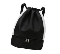 HOOLRZI Mochila de gimnasio resistente al agua, diseño de compartimento con cordón para ropa húmeda, esterillas, ropa, viajes, compartimento esencial con cordón, mochila de natación y playa, Black