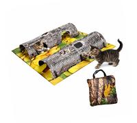 HOOLRZI Natural Plan - Túnel de gato y tapete de descanso para jugar, esconder y resaltar el sueño, 4 cavidades, flexible, lavable a máquina, 40 x 47 pulgadas, túnel de múltiples cavidades para