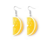 HOOLRZI Pendiente de Fruta Pendiente de limón para Mujer Resina Largo Lindo Pendiente con Dije de Mandarina Pendiente Colgante de Fruta de Moda para niña Regalos de joyería