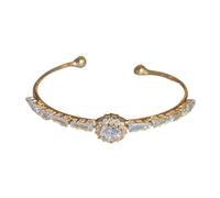 HOOLRZI Pulsera minimalista ajustable con piedras de circonita cúbica, pulsera abierta para sofisticación diaria, elegante para mujeres, talla única, como se describe