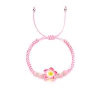 HOOLRZI Pulsera tejida de arcilla suave con dije de flores coloridas hecha a mano cuerda trenzada cadena de muñeca accesorios flor, talla única, como se describe