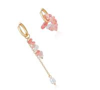 HOOLRZI Rose Stone Jewelry Set - Versatile Alloy Necklace & Earrings for Daily Sophistication Elegant Minimalist Necklace Set