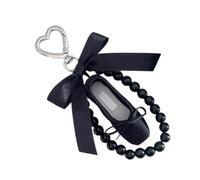 HOOLRZI Stylish Pearls Decorated Keychain Decoration Phone Lanyard Ballet Dance Shoe Decoration for Multiple Devices Ballet Bows Keychain