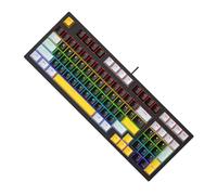 HOOLRZI Teclado mecánico de alambre de 98 teclas con retroiluminación LED, teclado ergonómico para PC, computadora, juegos, oficina, uso cómodo