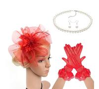 HOOLRZI Tocado de los años 20, tocado y collar, accesorio para el cabello para eventos de carreras de caballos, cócteles, fiestas, disfraces, festivales de carreras de caballos, accesorios para el
