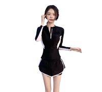 HOOLRZI Traje de baño deportivo para mujer con pantalones cortos para mujer, tankini de 2 piezas, traje de baño de manga larga para vacaciones, traje de baño deportivo femenino con pantalones cortos