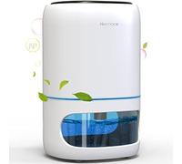 Hoomace - Deshumidificadores pequeños para dormitorio con función de purificación de aire, 1000 ml/35 oz para 2500 pies cúbicos (260 pies cuadrados) con 7 luces LED de colores - Juego de temporizador