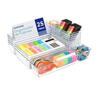 HOOMOOZ Organizadores de Cajones Set de 25, Separadores de Cajones de Escritorio Plástico, Bandejas de Almacenaje para Maquillaje, Joyas, Tools, Cocina, Dormitorio, Baño, Oficina