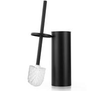 Hoomtaook Escobilla Baño Escobilla de Inodoro con Soporte Escobilla de Inodoro de pie de Acero Inoxidable con un Cabezal de Recambio Extra, Negro