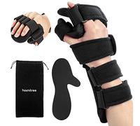 HOOMTREE Férula de mano en reposo derecha e izquierda con separador de dedos Inmovilizador nocturno funcional Férula de dedo de la muñeca para el dolor del túnel carpiano, tendinitis (Derecho,Negro)