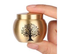 HOOMTREE Juego de 1 urna pequeña para Cenizas humanas, Mini urnas para Cenizas Hechas de latón con patrón de árbol de la Vida, Mini urna de cremación para Cenizas, Adultos, Mujeres, Mascotas, soporta