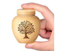 HOOMTREE - Juego de 1 urna pequeña para Cenizas humanas, urnas en Miniatura para Cenizas Hechas de bambú con diseño de árbol de la Vida Grabado, para Cenizas de Mascotas, Capacidad hasta 100 ml