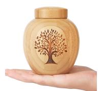 HOOMTREE Pequeñas urnas de Recuerdo de bambú Natural con patrón de árbol de la Vida, para Humanos o Mascotas, Capacidad de 48 Metros cúbicos