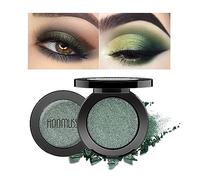 HOOMUSS Sombra de ojos verde esmeralda Shimmer hecha a mano, paleta de polvo prensado Sahdow de alta pigmentación y larga duración, color intenso mate verde esmeralda